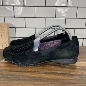 Skechers Bikers MC Patterned Womens Size 9 Shoes Black Suede Comfort Loafer